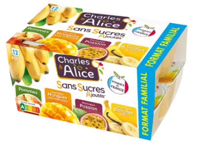 Panaché Pommes, P-Mangues, P-Passion, P-Bananes Vanille de Charles & Alice