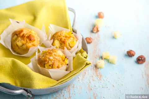 Muffins Pommes, Ananas et Noisettes de Charles & Alice